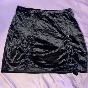 Black Velvet Lace Up Skirt
